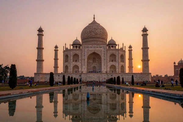 Taj Mahal at golden hour symbolizing India's romantic heritage and cultural grandeur