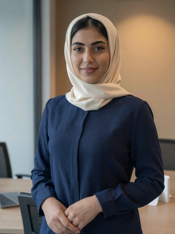 Yemeni woman in professional attire representing educated diaspora singles seeking meaningful relationships