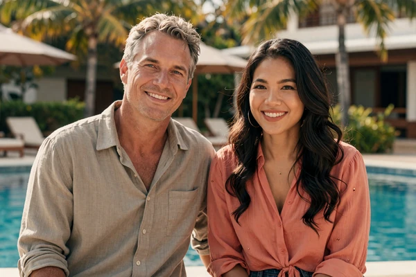 Robert and Araya successful online dating couple from Australia and Thailand